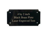 Personalized 4"x2" Black Brass Plate - Custom Engraves